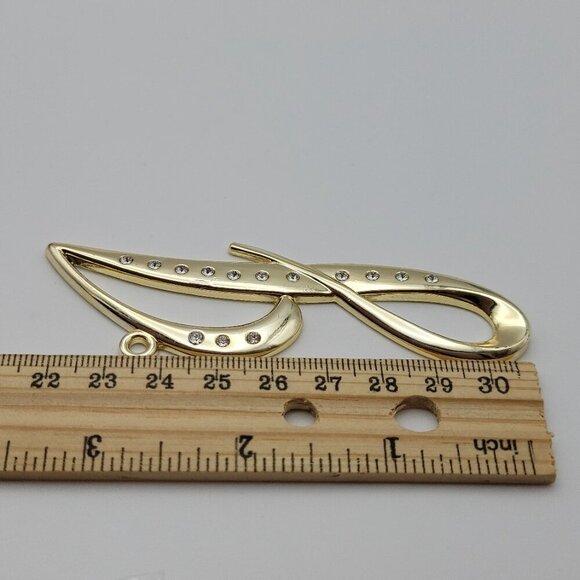 Harvey Lewis Letter J Ornament Gold Tone Clear Crystal 4" Vintage Signed - Picture 7 of 7